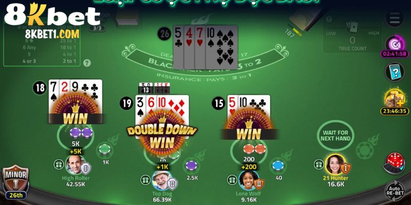 Cược gấp khi chơi BlackJack online có bài mạnh